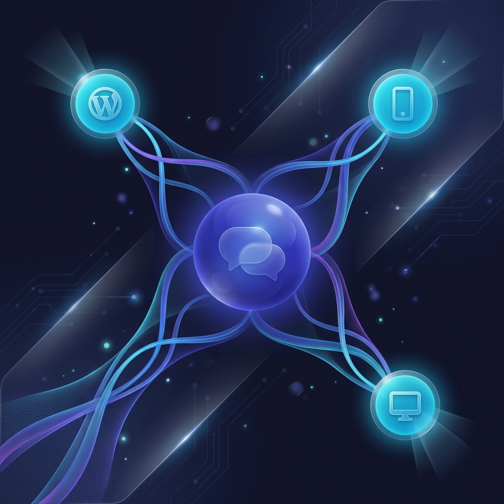 Cross-platform message broadcasting illustration